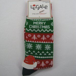 Legale Men's Christmas Socks Green Red Merry Christmas Sz 8-12 NWT